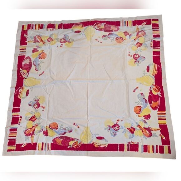 Vintage 1950s Wilendur Large‎ Tutti Frutti Tablecloth - Picture 2 of 7